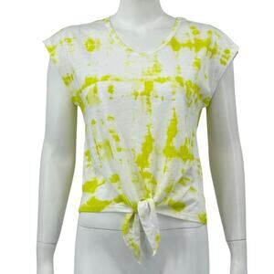 Style & Co Top Womens XS Green Yellow White Tie Dye Cotton Festival Summer Beach
